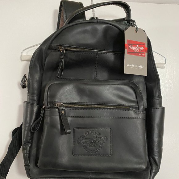 Rawlings Black Rugged 15 inch Leather Backpack